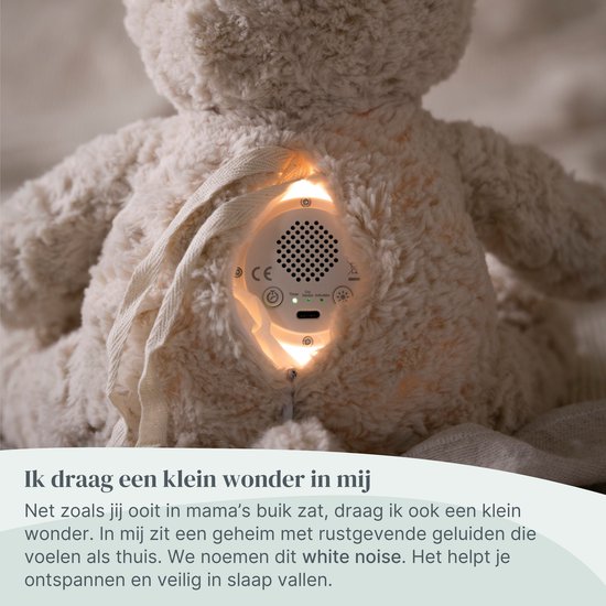 Baby's Only Bo de knuffelbeer met slaaptrainer - Baby knuffel met white noise en slimme huilsensor - Nachtlicht - Taupe van Merkloos — afbeelding 4
