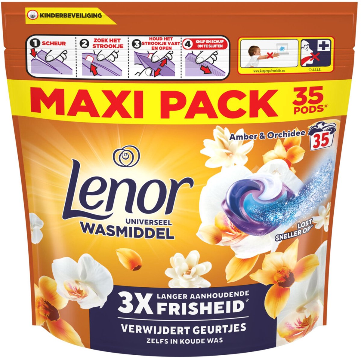 Lenor Wasmiddel All-in-1 Pods Amber & Orchidee - 35 stuks