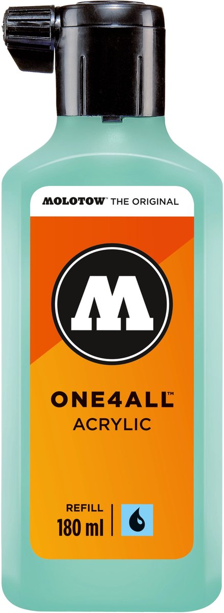Molotow ONE4ALL™ - 180ml Lagune blauwe pastel navul Inkt op acrylbasis