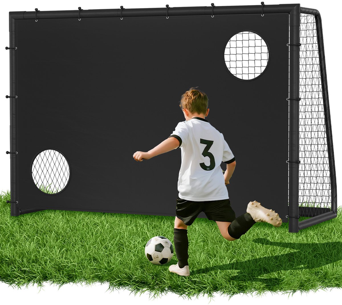 Voetbaldoel 300 x 200 x 120 cm snel te monteren met haringen geschikt voor buitengebruik