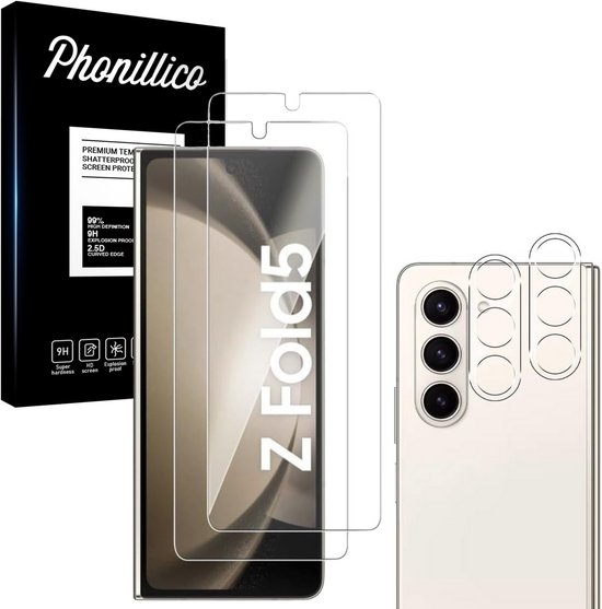 Pack de 2 Verres Trempé pour Samsung Galaxy Z Fold 5 Film Vitre Protection Ecran + 2 Verres Trempé Appareil Photo Arrière Film Protection