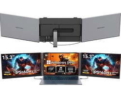 Blackview GamiBook8 Gaming Laptop (AMD Ryzen7 7735HS/32G/1TB) + DCM8 15,3″ Dubbele Draagbare Monitor Set, Professioneel Gaming & Creatie Accessoires (Laptop Tas/Muis/Toetsenbordstickers, Grijs)