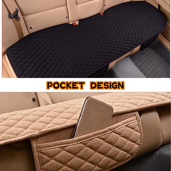 Autostoelhoes voor de achterbank, ademend linnen, krasbestendig, geschikt voor de meeste sedans en SUV's, huisdierbeschermend kussen, 134 cm x 50 cm, Zwart. van Merkloos — afbeelding 2