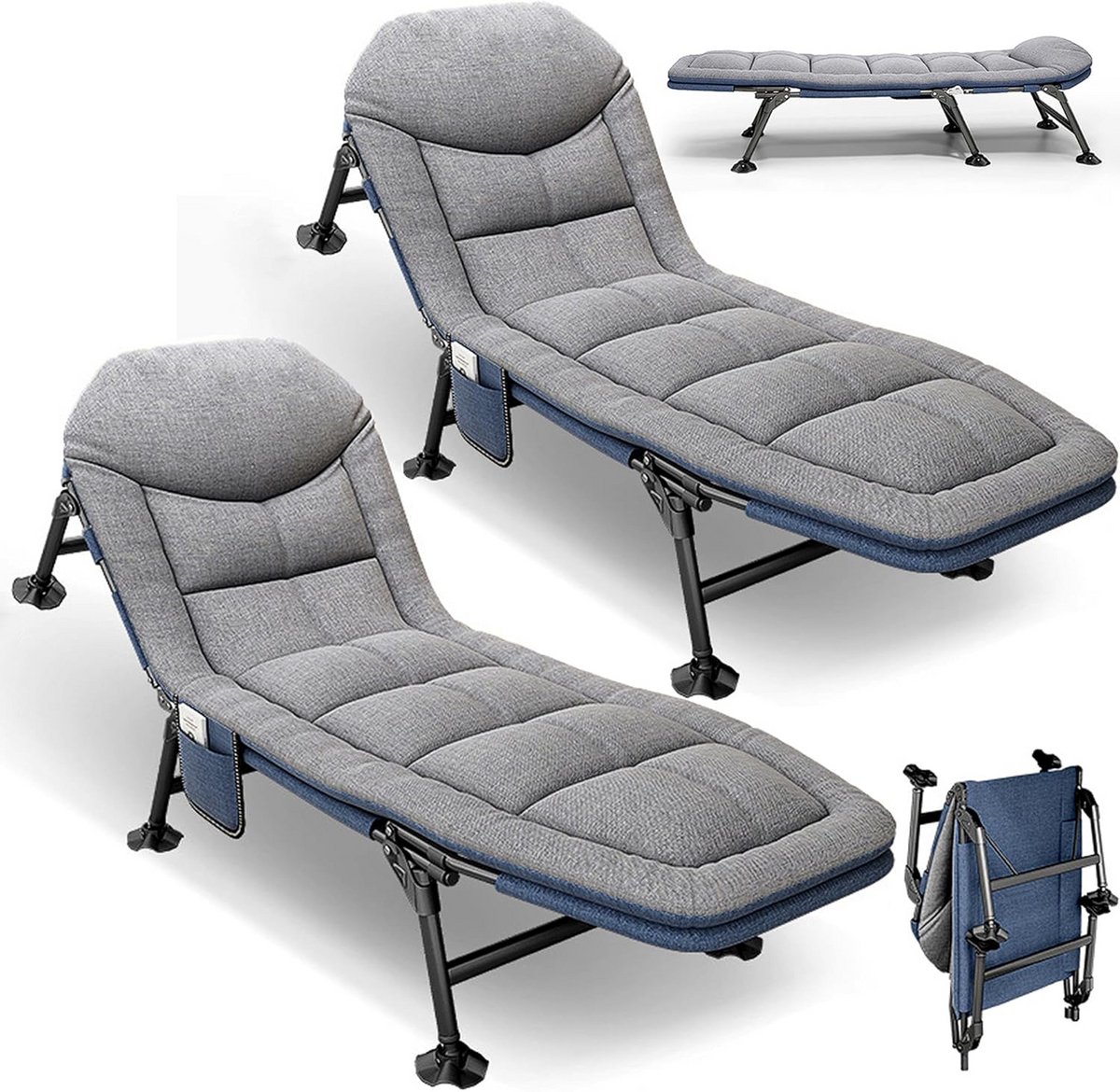 Inklapbaar Veldbed Extra Breed - Verstelbaar Gastenbed voor Camping en Tuin tot 150 kg