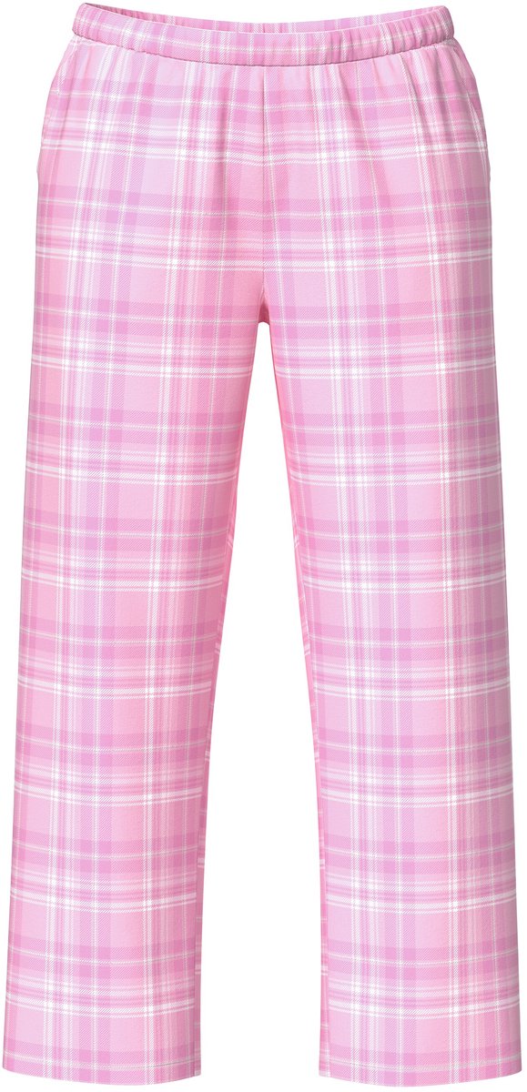 Ulla Popken Dames - Pyjamabroek ruitpatroon rechte pijpen - Roze - Maat 46+