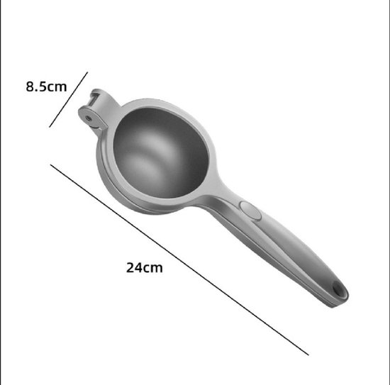Luxe Citruspers Handmatig Grijs - RVS Citroenpers 24 cm - Professionele Limoenpers - Stevige Handpers met Ergonomische Grip van Merkloos — afbeelding 4
