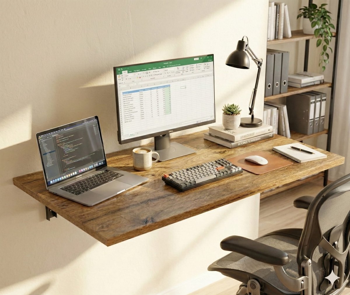 Wandtafel Inklaapbaar - Wandbureau - Klaptafel - Eettafel - Keukentafel - Wandtafel Houtkleur - Bureau Inklapbaar - Make up tafel