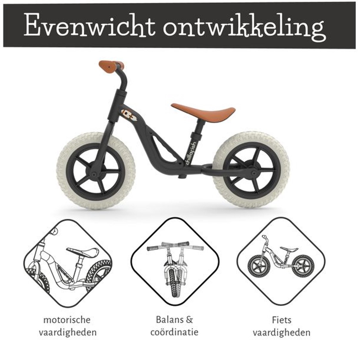 Chillafish Loopfiets 2 jaar - Lichtgewicht met verstelbaar zadel en stuur - Zwart - Loopfiets voor jongens en meisjes tot 4 jaar met handvat om te dragen en anti lek banden - Model Charlie — afbeelding 6