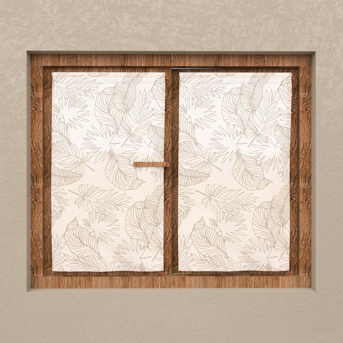 Set van 2 Taupe Vitrage Gordijnen met Bloemmotief 60 x 120 cm