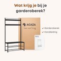 Een zwart garderoberek, een doos en een handleiding van ACAZA.