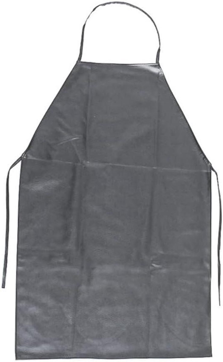 Waterdichte heren schort zwart rubber vinyl werkschort 89cm donkergrijs