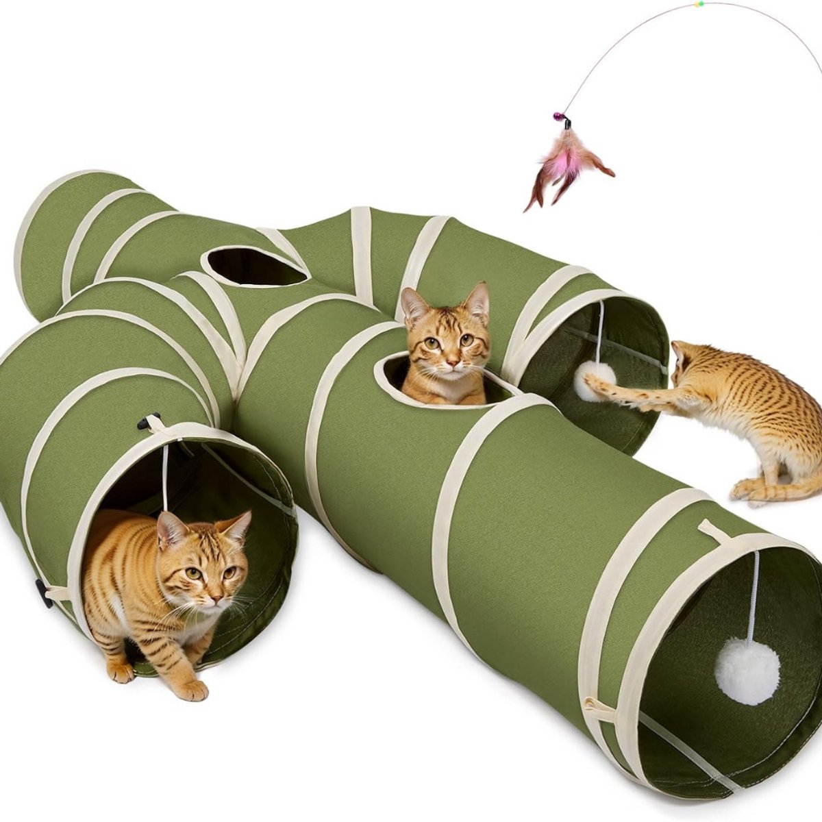SCH® Kattentunnel - Kattenspeelgoed - Kattenspeeltjes -Groen- 31cm x 30cm x 6cm; 740 g