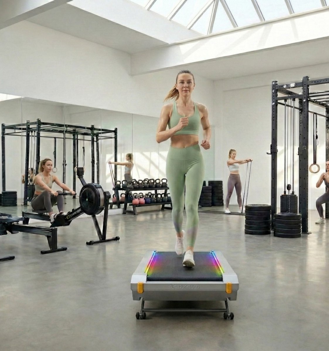 Loopband met Automatische Hellingshoek voor Thuis en Kantoor – Slanke Onder-Tafel Walking Pad met 14% Hellingshoek, LED-Display, Stille Borstelloze Motor en AI-ondersteunde SmartCoach App – Designbest
