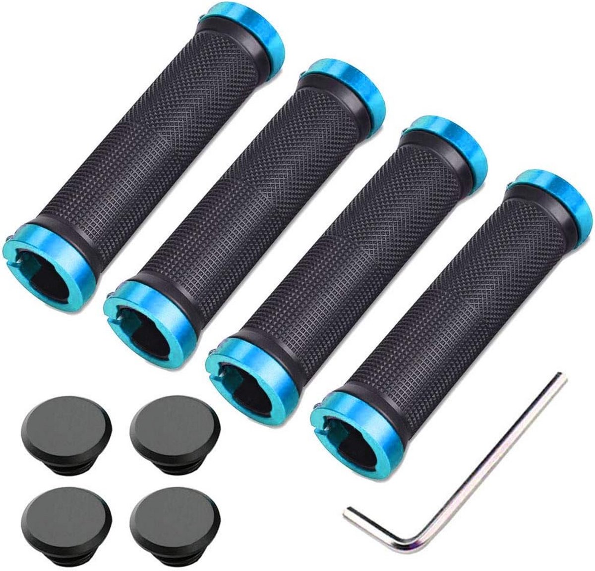 Set van 2 paar Antislip Fietsstuurgrepen met Dubbele Lock-on Klemmen (MTB/BMX)