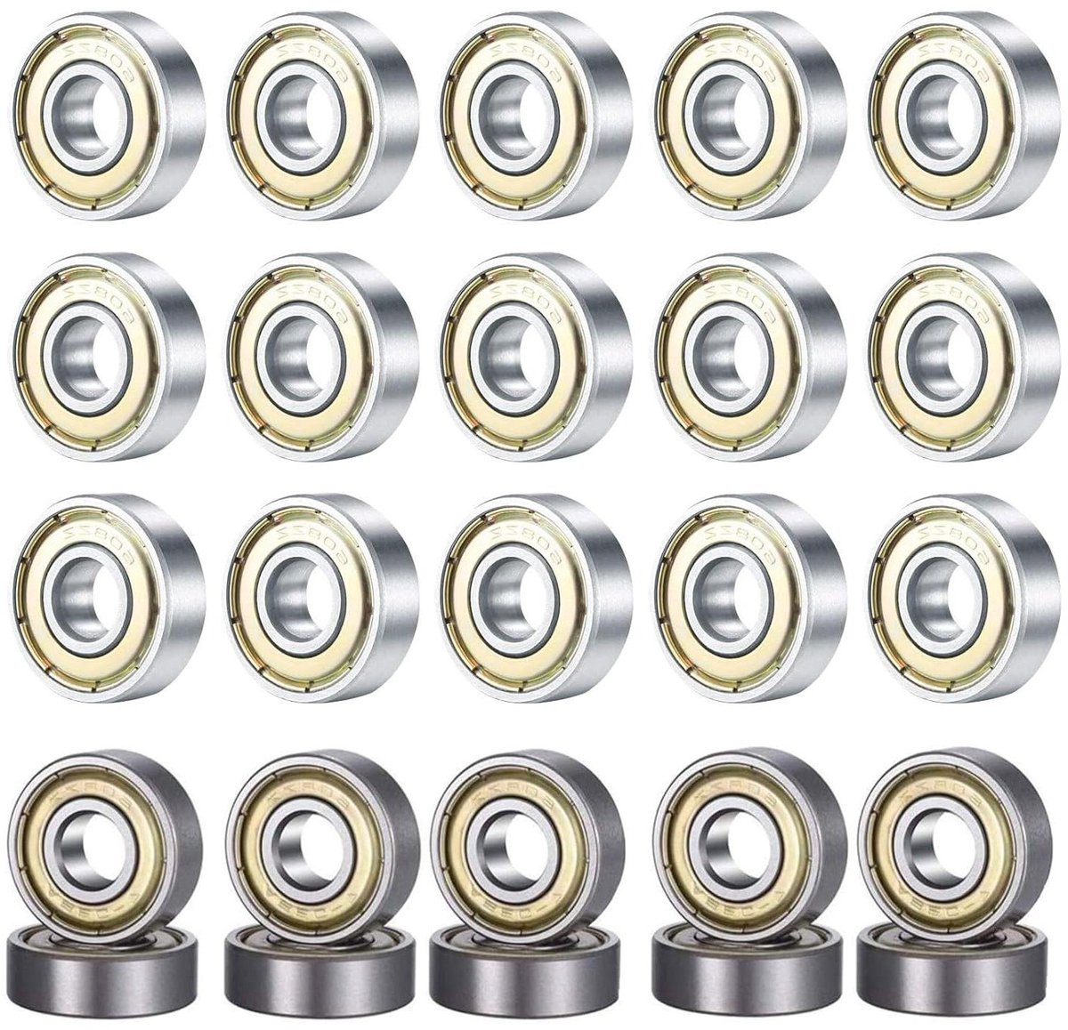 Kogellagers 20 stuks voor schaatsen skateboards inline skates 8 mm x 22 mm x 7 mm.