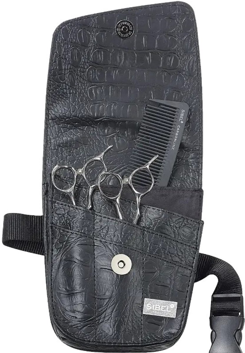 Trio Black Holster In Matte Croco Vr 3 Scissors Sibel