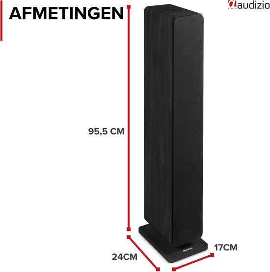 Audizio Arco passieve HiFi speaker - Vloerstaande speaker met 3x 4 inch woofers - 160W - Zwart — afbeelding 5