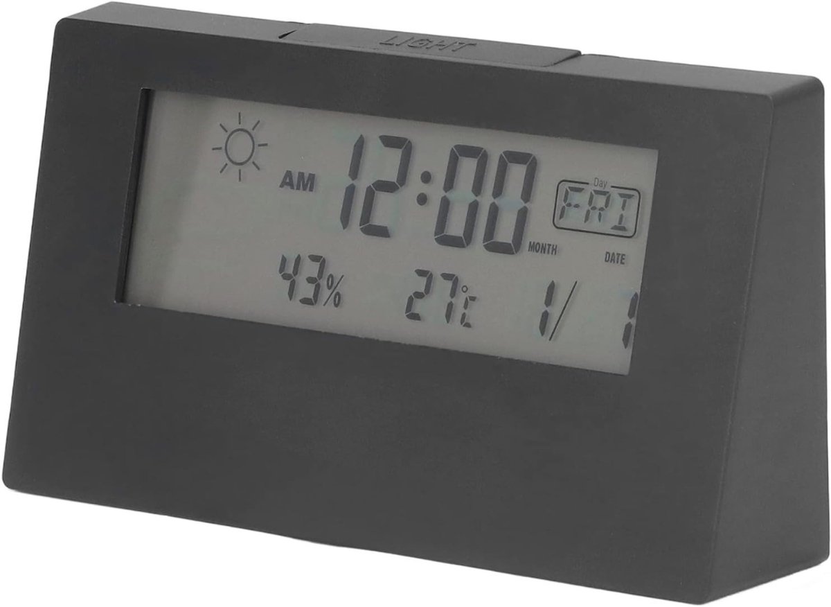 Aura® Dementieklok – Digitale Klok met Alarmfunctie – Kalenderklok met Digitale Wekker - Zwart- 14cm x 8cm x 4cm