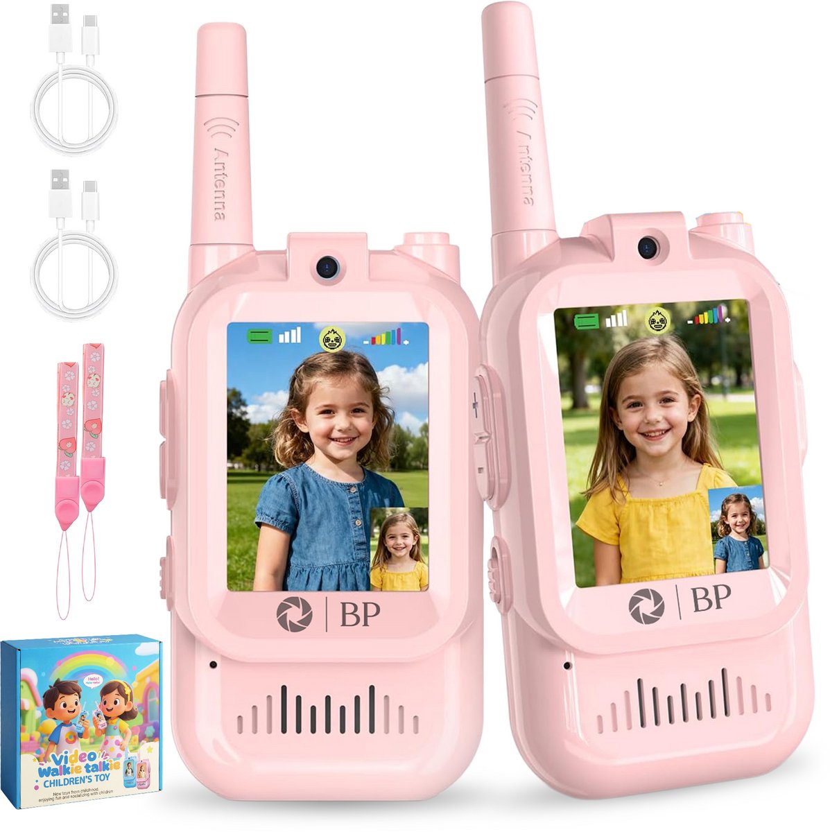 BP® Walkie Talkie voor Kinderen - Roze - Video Walkie Talkie met Camera - Vooraf Gekoppeld - Stemvervormers - Walkie Talkie Oplaadbaar - Set van 2