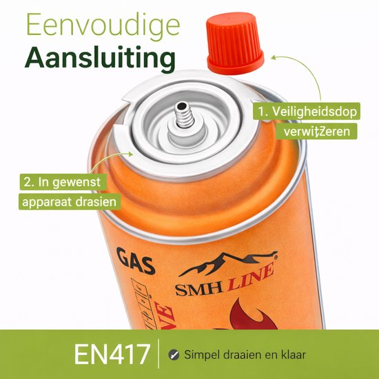 SMH LINE® Kookstel gasflessen - Butaan Gasflessen - 8x 227g - Gasbussen van SMH LINE® — afbeelding 4