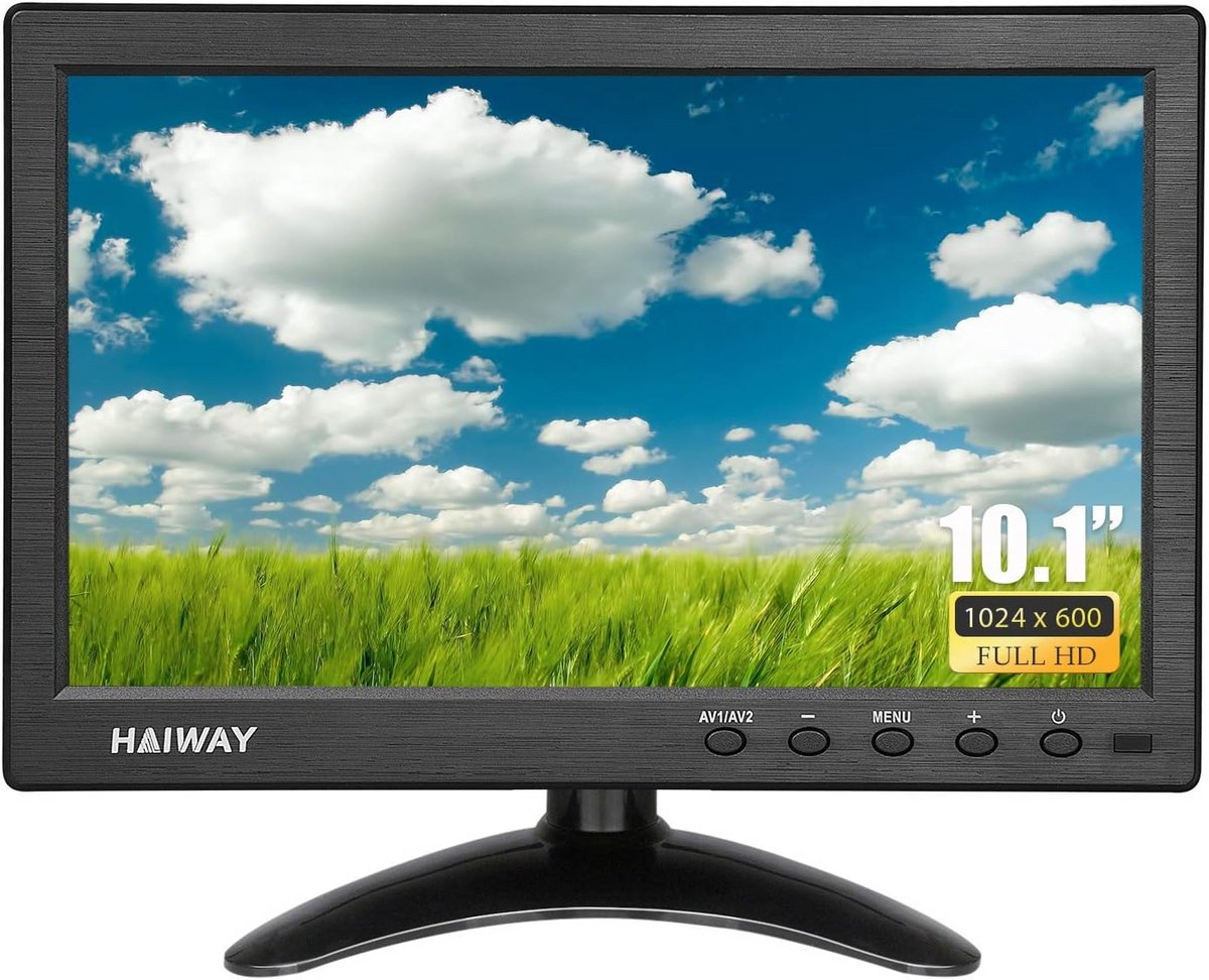 10.1 Inch Beveiligingsmonitor Draagbaar HD Kleurenscherm met HDMI, VGA, BNC Aansluiting