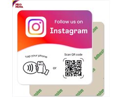NeoNova – Instagram Volg Ons NFC & QR Bord – Direct Volgen met Een Tik of Scan – Meer Volgers & Interactie – Social Media Marketing – Baliekaart– Valentijn Cadeau