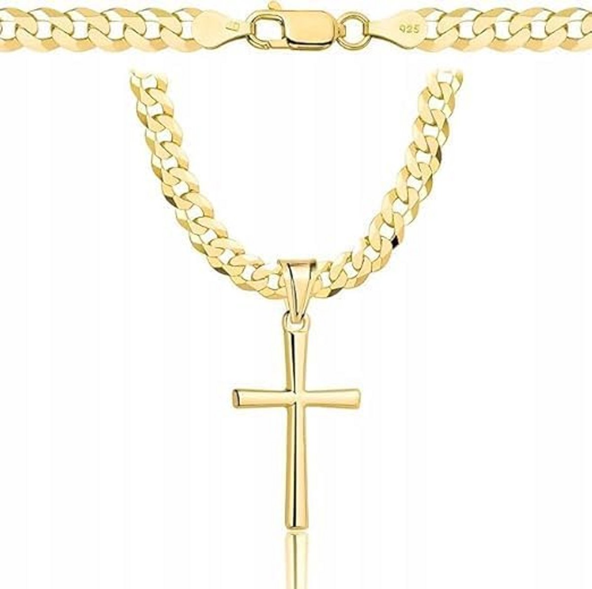 Luxe Gouden Kruis Hanger Met Fijn Gevlochten Kettingschakels voor Heren