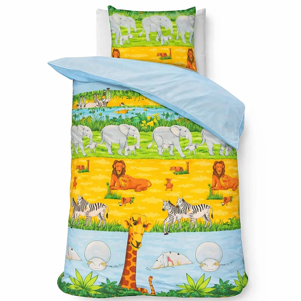 decoware Kinderdekbedovertrek Jungle 140x220 cm - Katoen - Eenpersoons - Dieren Thema - Met Kussensloop Groen