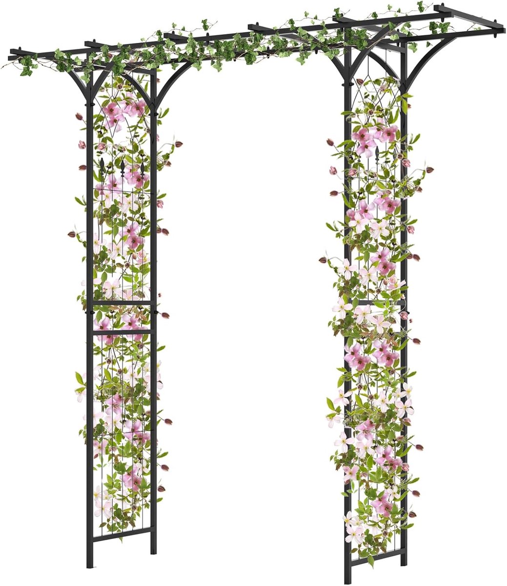 KOMFOTTEU Rozenboog van metaal - 200 x 52 x 206 cm - tuinboog - klimboog - poortboog - voor tuin en bruiloft