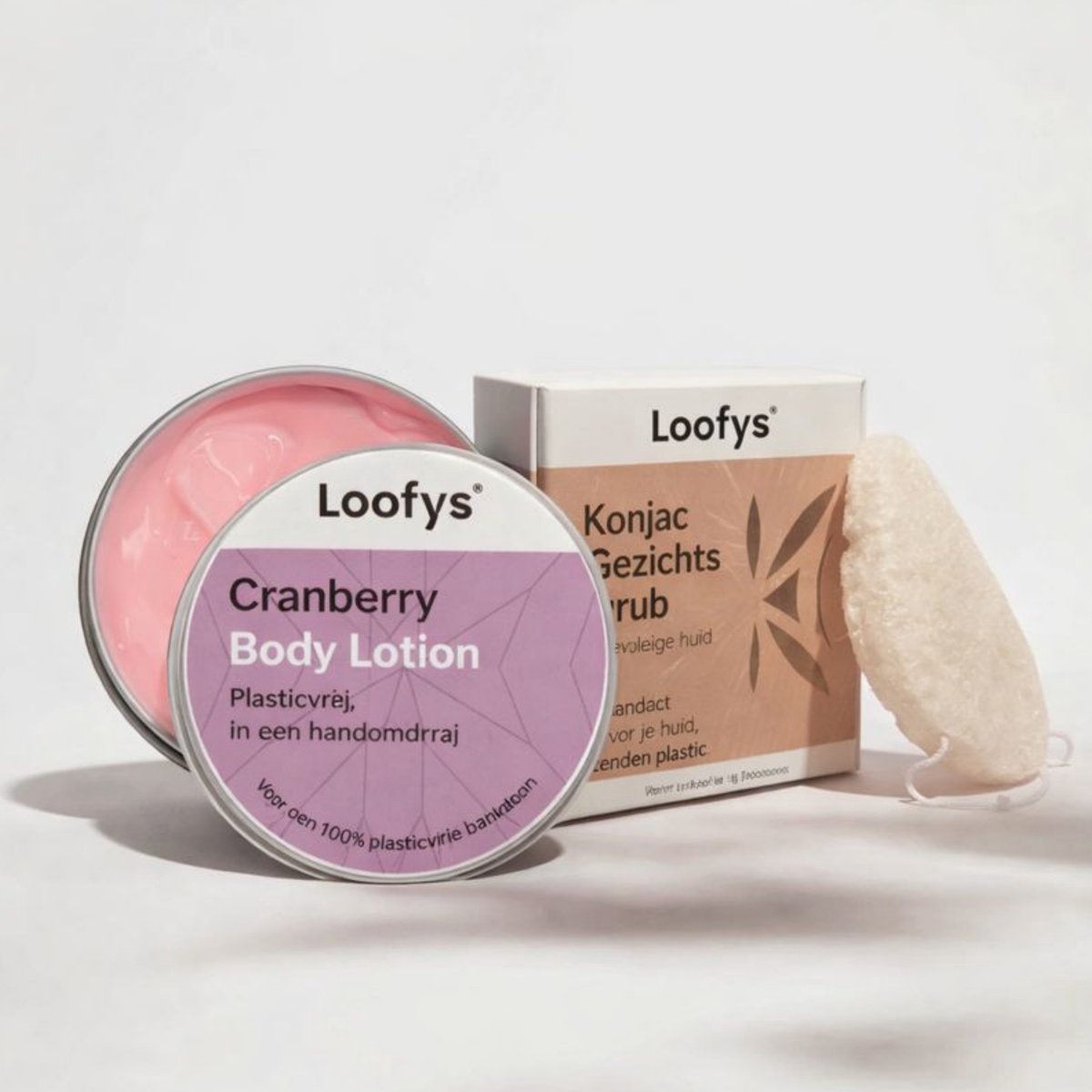 Verwen & Relax Cadeauset – Bodylotion 150ml + Konjac Gezichtsspons - Cranberry