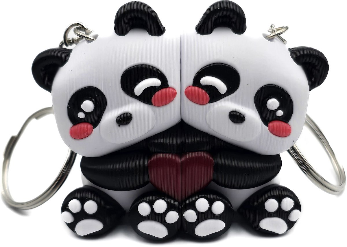 Koppel sleutelhanger Panda Sleutelhangers met Magneet – Valentijn Cadeau voor Koppels – Cosmetalic – Magnetische Liefdes Sleutelhanger Set – Schattige Panda Keychains - Vrienschap cadeau - moederdag cadeau - Kawaii bagcharm