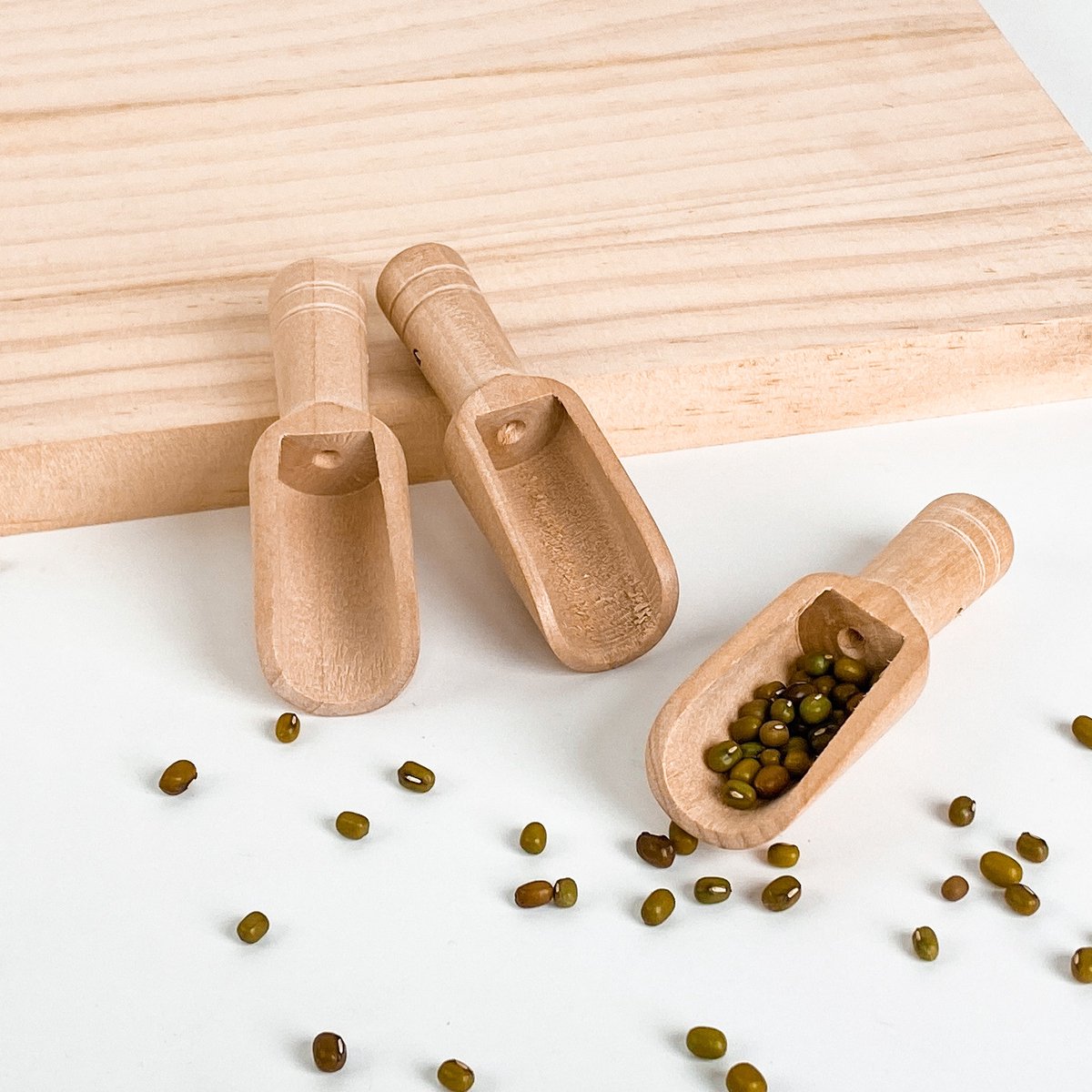 Mini houten lepels, mini bamboe lepels voor badzout, thee lepel, waspoeder lepel, houten snoep lepel - 3 stuks