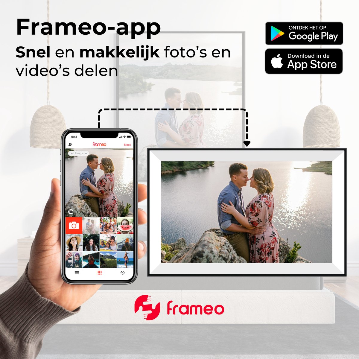 Naevy Digitale Fotolijst 15.6 Inch – XL – Full HD – WiFi Verbinding & Touchscreen – Frameo App – Fotokader – 32 GB Intern Geheugen — cadeau in Wonen & Interieur - foto 5