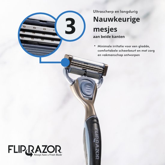 Nieuw! Flip Razor Men's 3 blade Flip Razor 2 scheermesjes = 1 ...