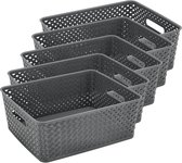 Opbergmand Set van 5 – ±12 Liter per Mand – Opbergmand Speelgoed Kinderkamer – Keukenkast Organizer – Kledingkast Organizer – Kast Organizer – Opbergdoos Grijs – 35,3 x 29,5 x 13,3 cm