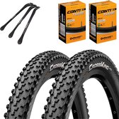 2x Continental Cross King Wire MTB-banden 29" (55-622) + AV Autoventiel binnenbanden + 3x MSZweirad bandenlichters