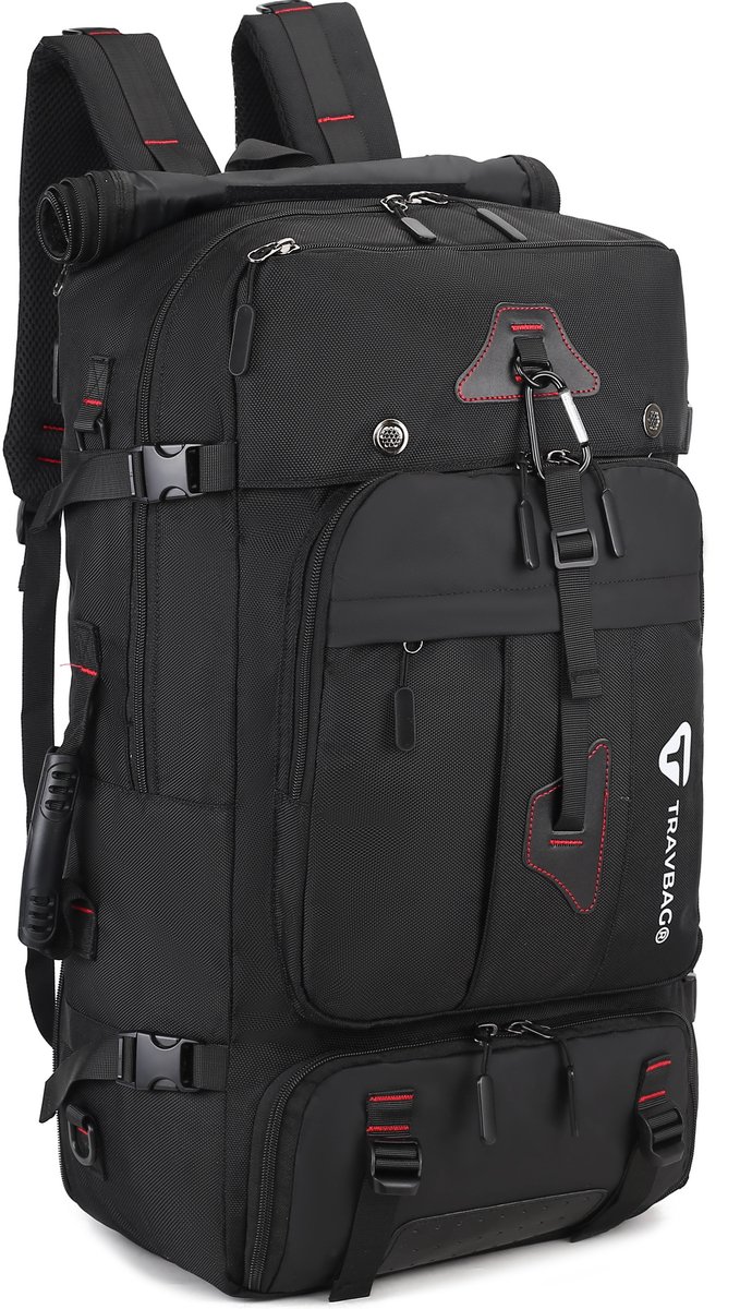 TRAVBAG® EXPEDITION - 2-in-1 Reisrugzak & Reistas - Groot - 80 liter - Hike - Wandel - Extra grote tas - Waterafstotend - Schoenenvak - USB Aansluiting - Groot - Rugzak - Rugtas