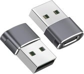 Travelhawk USB A naar USB C Adapter - 2 Stuks - USB C naar USB Converter - Geschikt voor Telefoon, Tablet & Laptop - Zwart