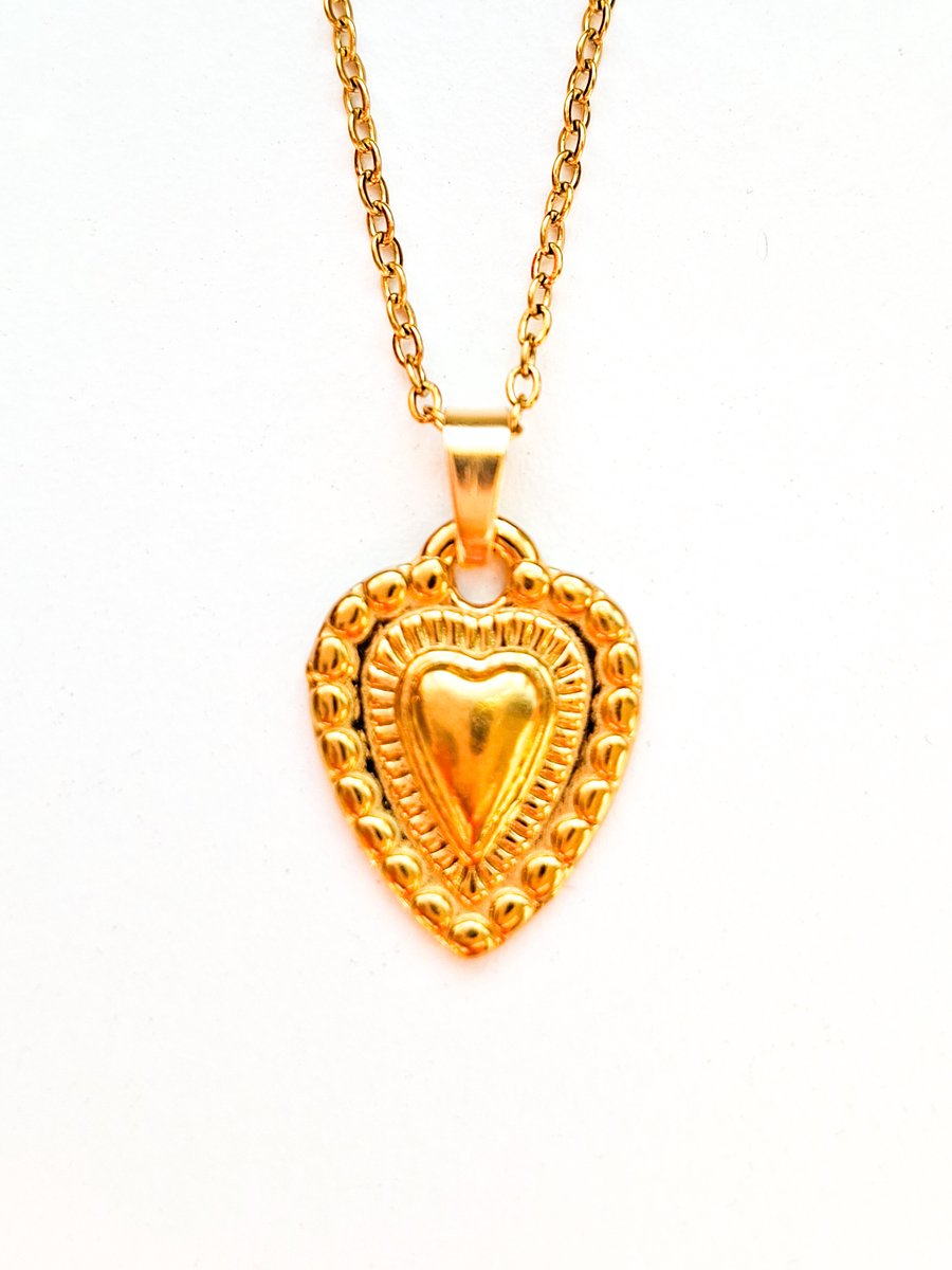 Hartjes ketting van stainless steel, liefde, bruiloft, bruidssieraden, trouwen, valentijn, cadeau, stainless steel, waterproof, hart, bedelketting, bohemian, boho