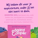 Roze zak Edgard & Cooper hondenvoer met illustraties van groenten en de tekst "GROENTEN 20%".