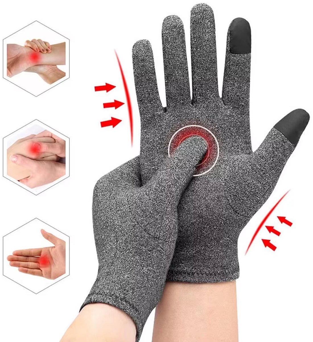 Thermische Winterhandschoenen met Touchscreen Winddicht Warm en Geschikt voor Artritis Magnetische Therapie Handschoenen voor Mannen en Vrouwen Grijs