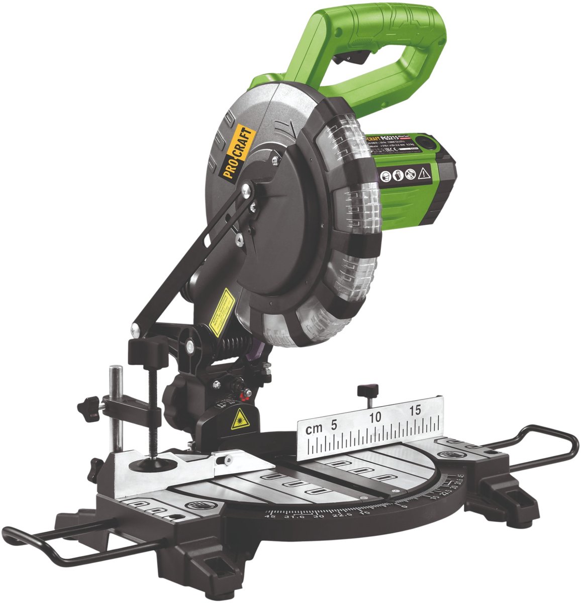 Procraft PGS215 afkort- en verstekzaag 1500 W + 210 mm zaagblad 24 tanden & stofzak