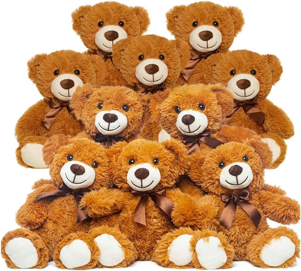 Set van 10 Grote Bruine Teddyberen Pluche Speelgoed Cadeau
