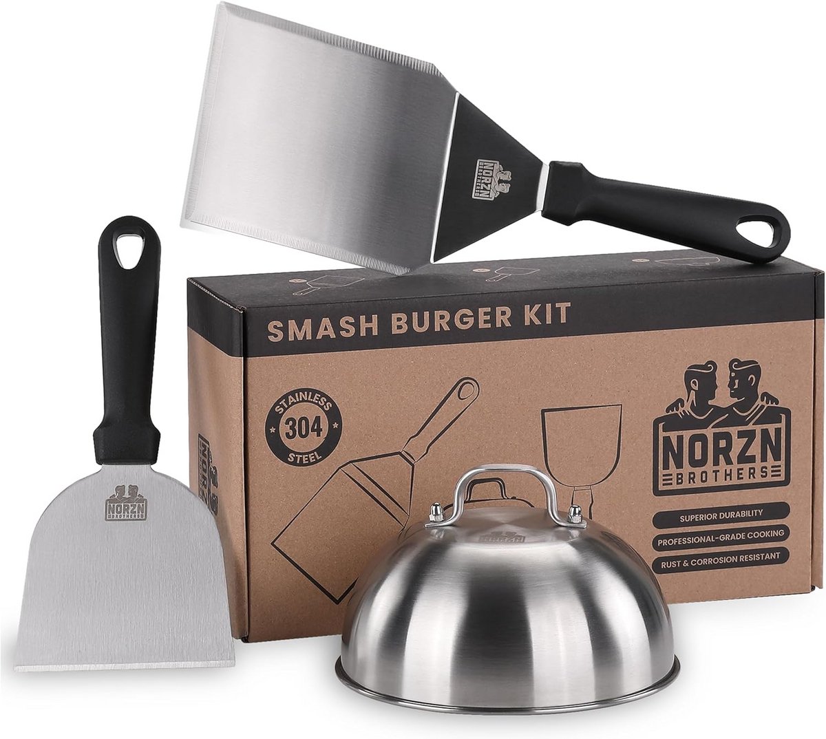 Professionele BBQ Spatel Set met Burger Cloche en Grillschraper
