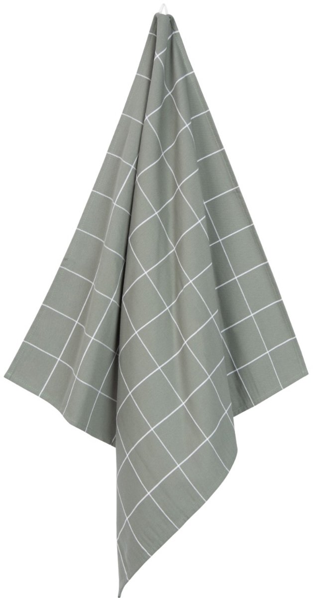 Linolux Theedoek Grote Ruit Grey/Green