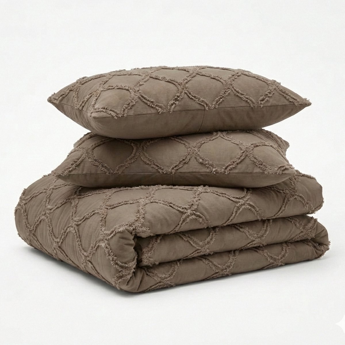 Decoware Dekbed zonder Overtrek 200x200 cm - Easy Tufted Curve Taupe - Hoesloos Dekbed Wasbaar - Incl. Kussensloop - All Season - Tweepersoons