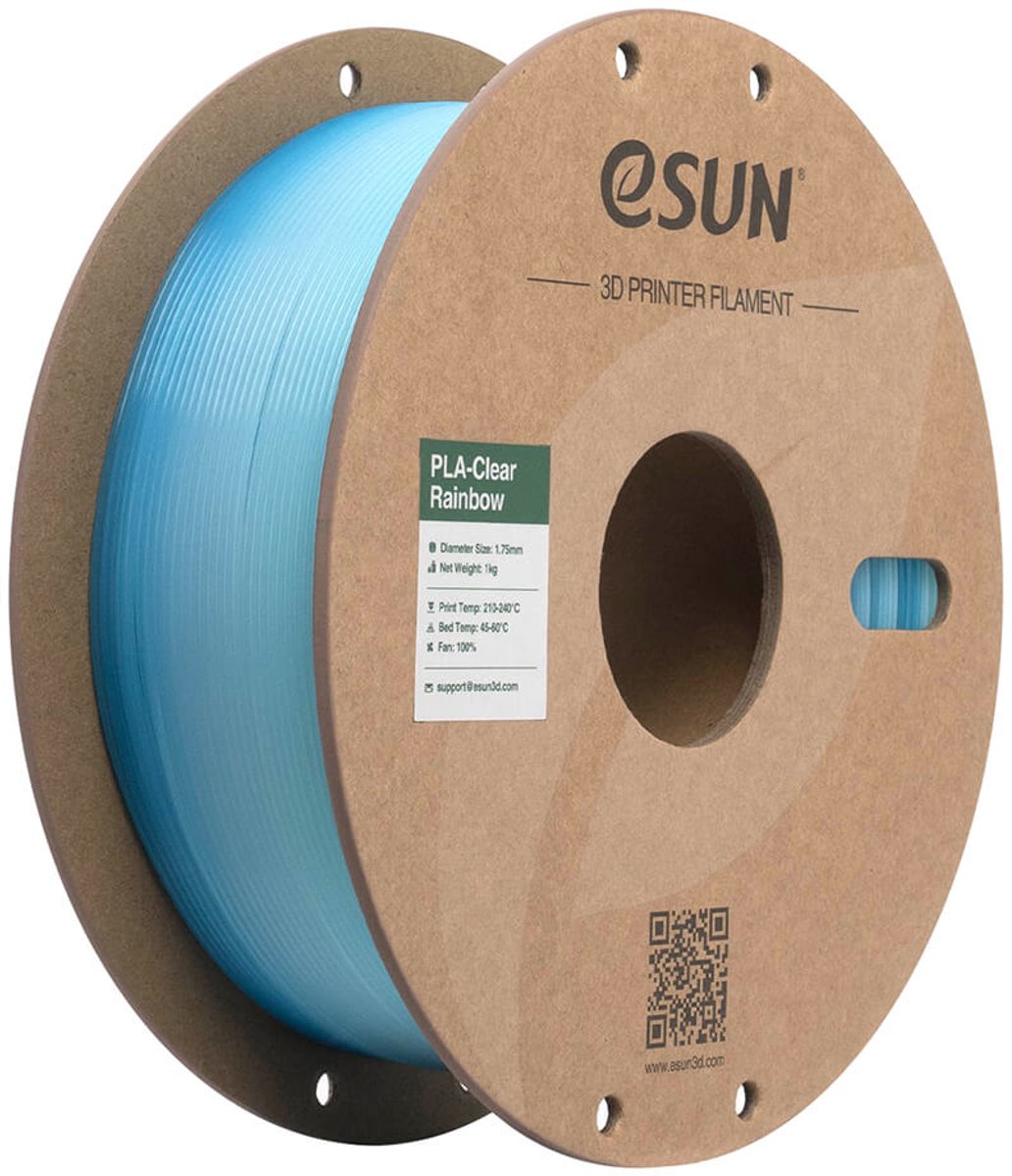 eSun PLA-Clear Rainbow Transparante Blauw/Wit / Translucent Blue/White - 1 kg - 1.75 mm - 3D printer en 3D pen filament