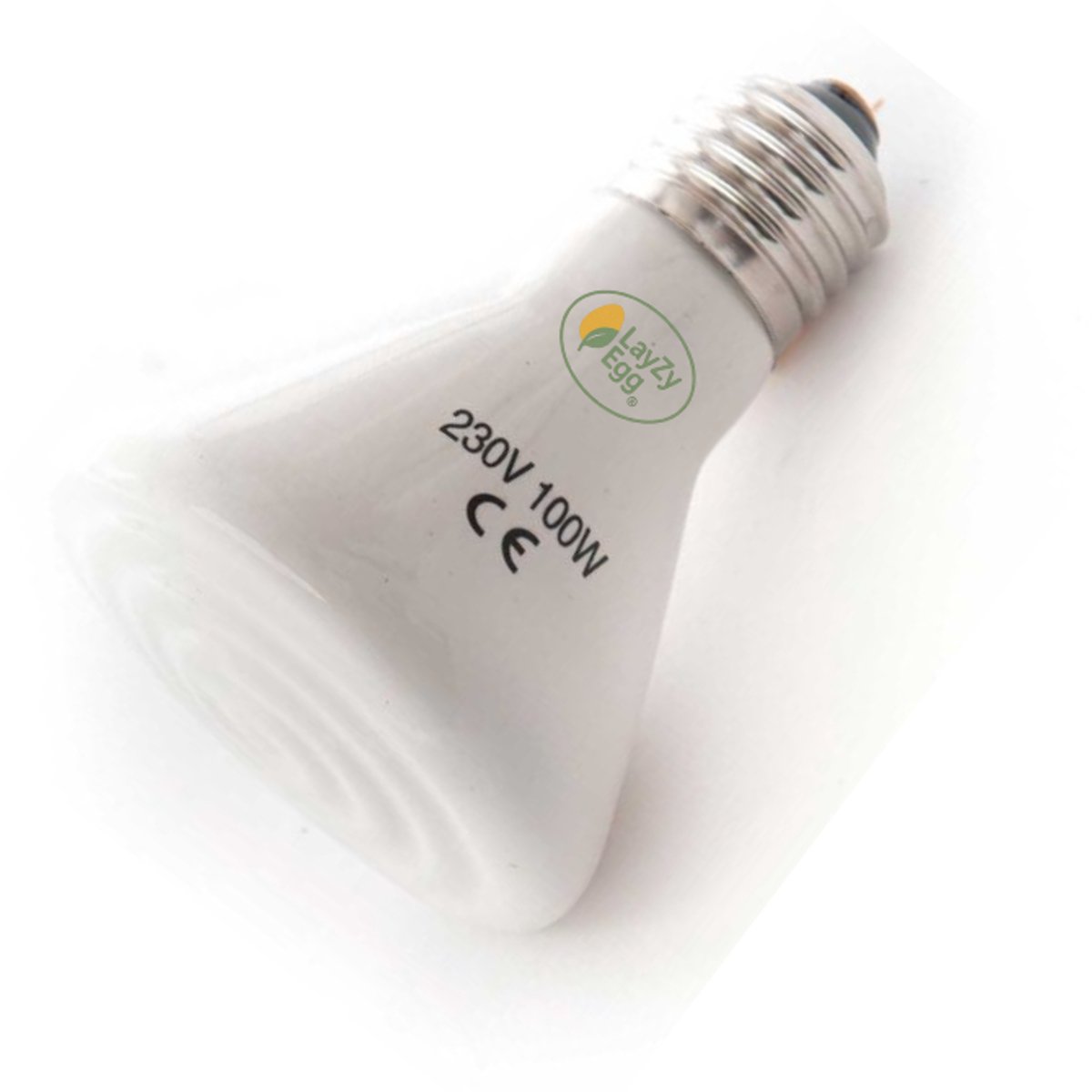 LayZyEgg® Keramische Infrarood Warmtelamp 100 Watt – Donkerstraler zonder licht - E27 Fitting - 20.000 Branduren – Warmtebron – Geschikt voor Terrarium & Opfok – Voor Kuikens, Reptielen, Pulletjes, Pups & Kittens