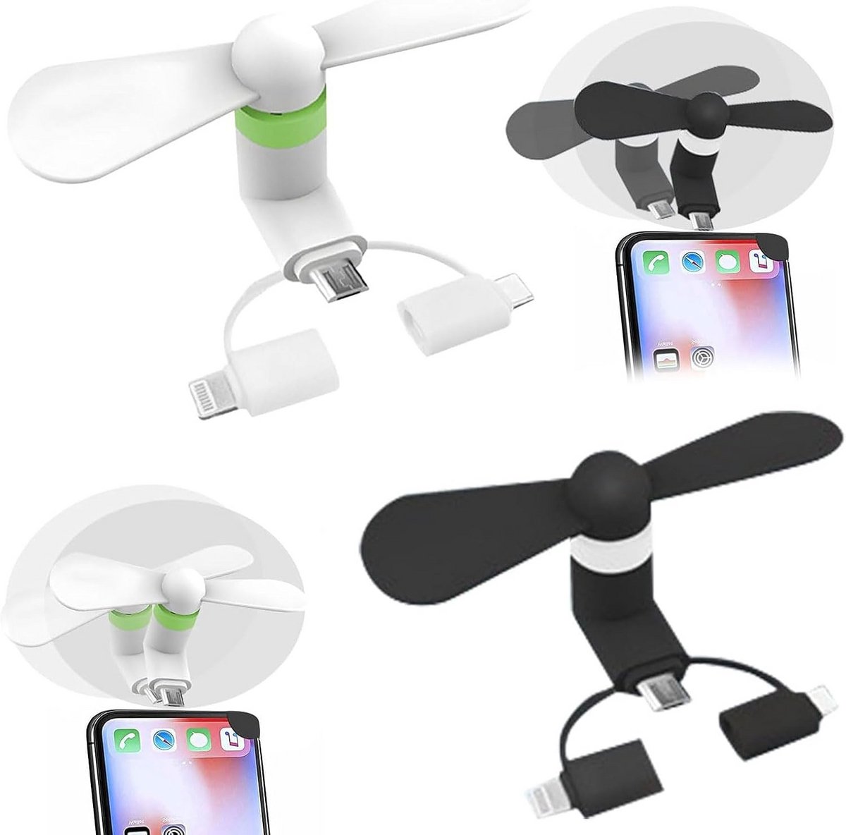 2 Stuks Mini USB Ventilator Draagbaar Stille Telefoon Koeler