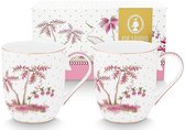 Pip Studio Jolie Pink - set van 2 - mok 145 ml - beker - porselein - kadoverpakking - cadeau